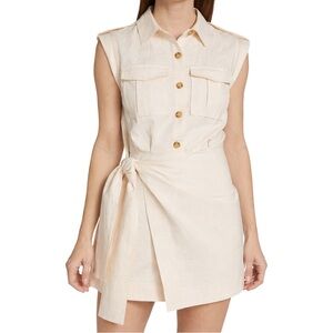 Derek Lam 10 Crosby Giselle Utility Wrap Minidress Natural Beige – Size 8
